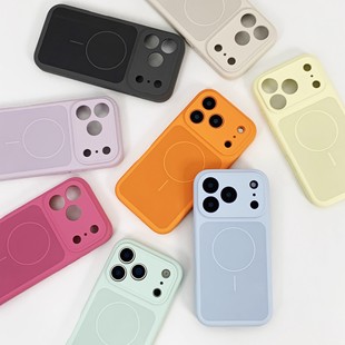 星宇橙色适用苹果16Promax秒变17双色背版液态硅胶iPhone15手机壳细磁吸新款软壳Ai按键全包14防摔散热套air