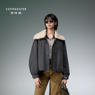 coffeesister咖啡姐翻领加厚保暖短款O型牛仔羽绒服CAJD1850