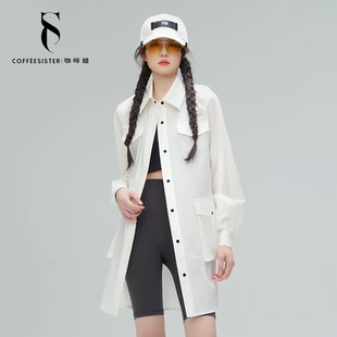 A型防泼水衬衫 咖啡姐S型休闲高级感休闲风POLO领中长款 裙CAJD0096