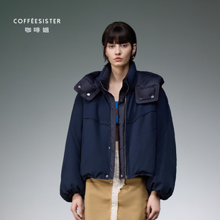 coffeesister咖啡姐加厚保暖短款O型撞料两面穿羽绒服CAJD1886