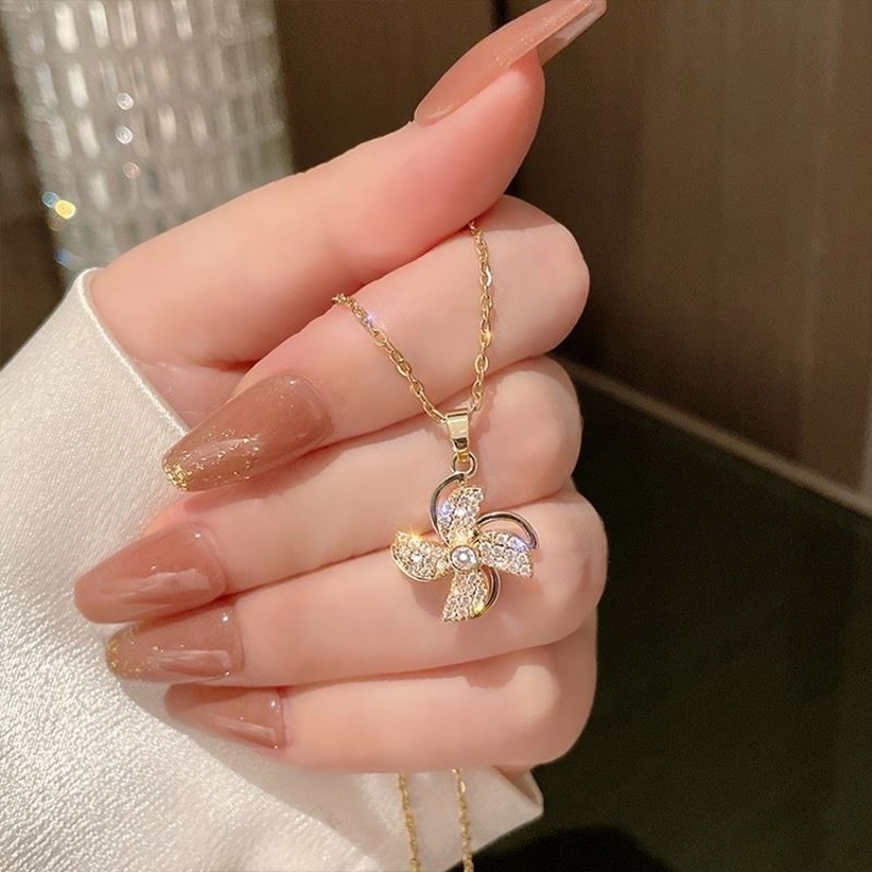 韩版时尚可旋转风车项链女百搭个性轻奢冷淡风小众锁骨链项链饰品