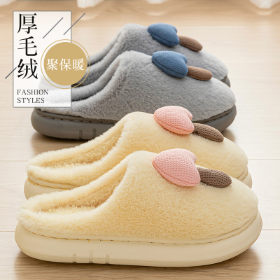 厚底棉拖鞋女士秋冬季2025新款居家室内保暖防滑可外穿毛绒棉拖男