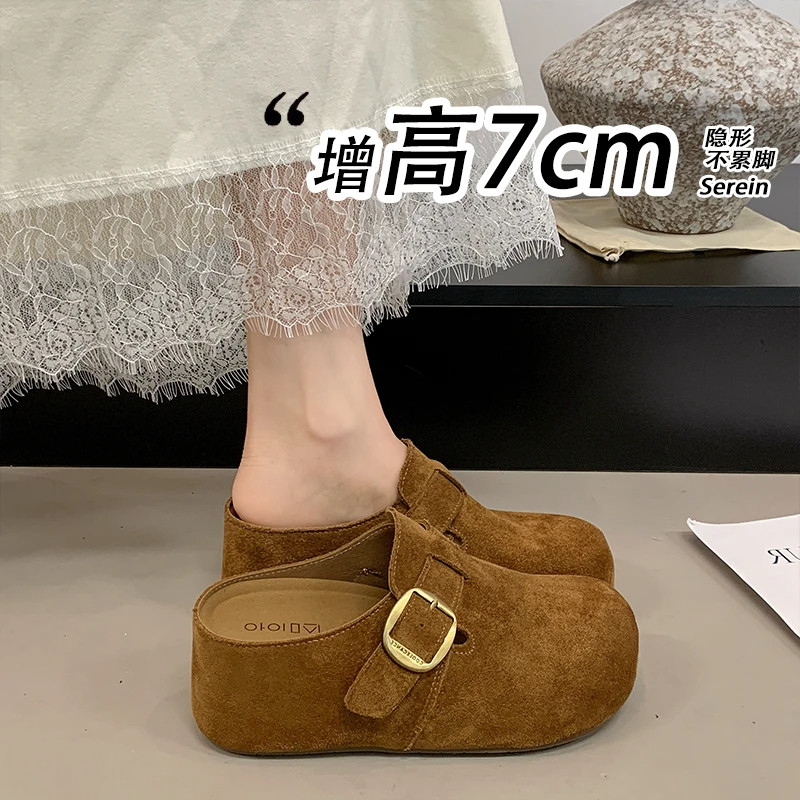 7CM厚底勃肯包头半拖鞋