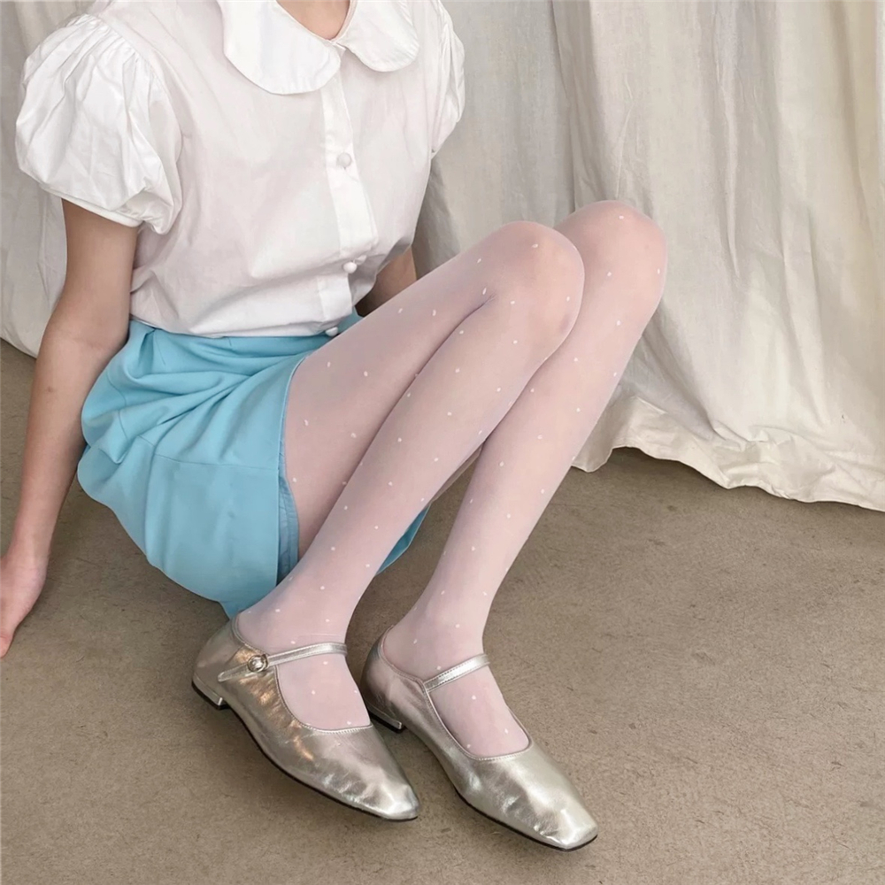 AY To films 春夏洛丽塔小波点白丝纯欲甜妹超薄丝袜防勾丝美肤袜