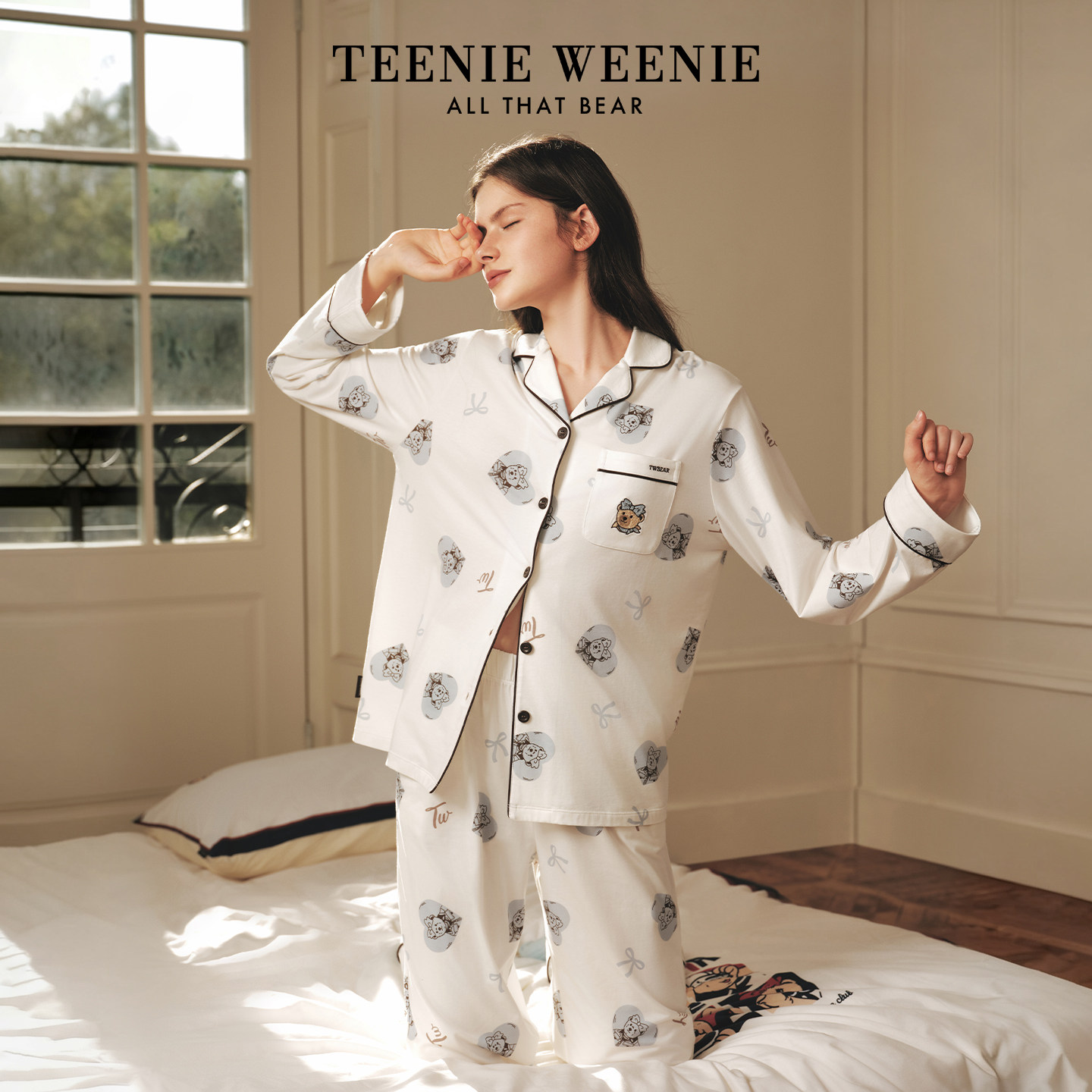 TeenieWeenie小熊印花睡衣女2025秋季新款莫代尔长袖家居服套装女,女士内衣/男士内衣/家居服,睡衣/家居服套装,淘宝优惠券,粉丝福利购,淘宝优惠卷