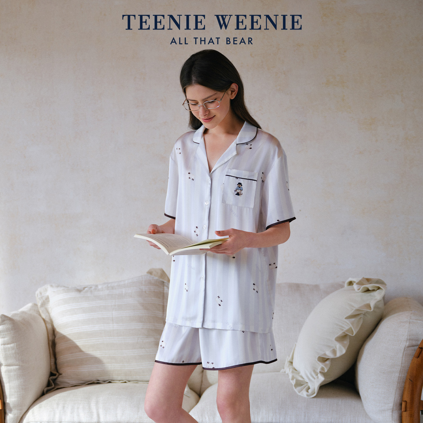 TeenieWeenie小熊睡衣女款2026新款冰丝凉感春夏印花