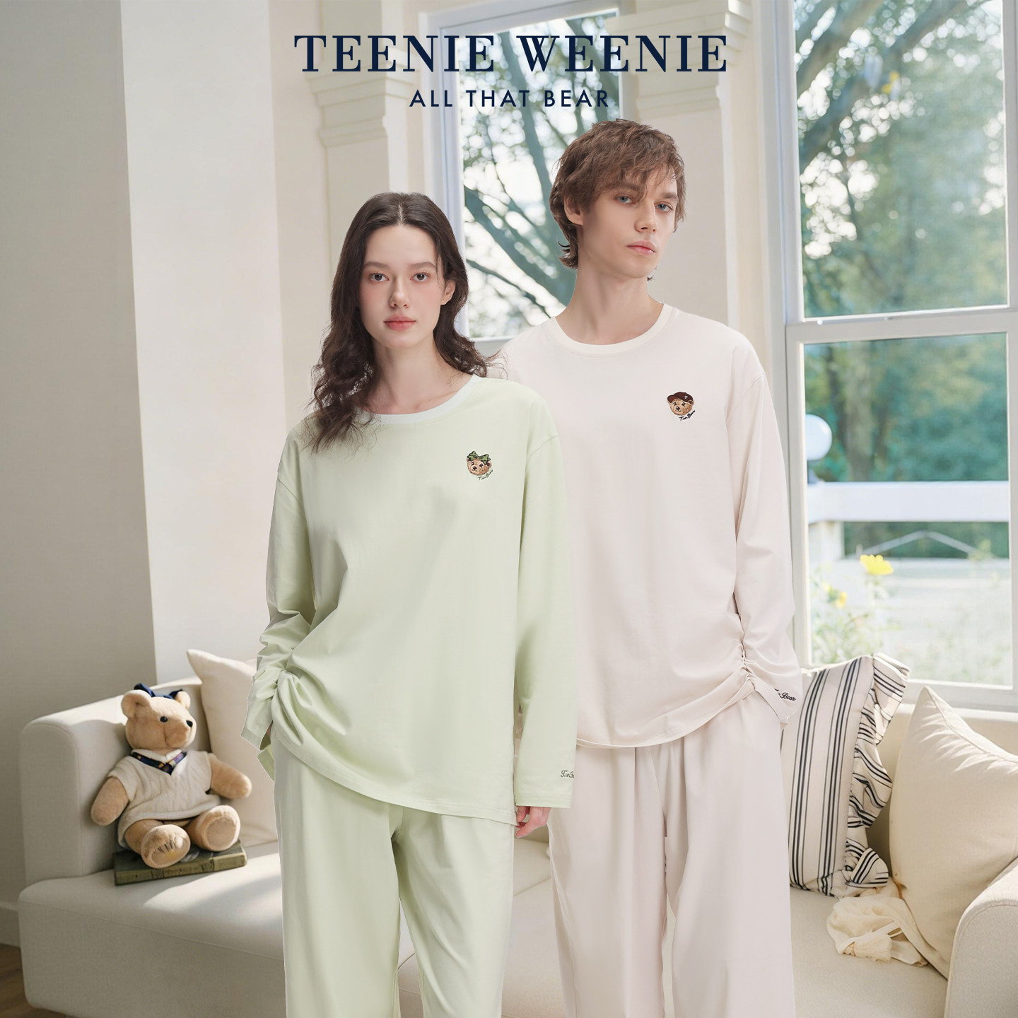 TeenieWeenie小熊睡衣女2026新款圆领休闲风家居服春