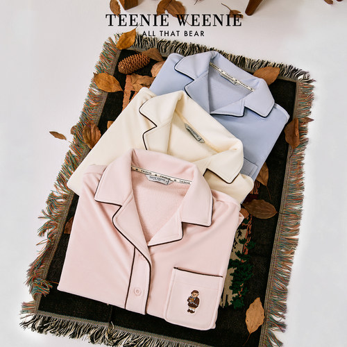 TeenieWeenie睡衣女款2025新款冬长袖情侣海岛绒抗静电家居服套装