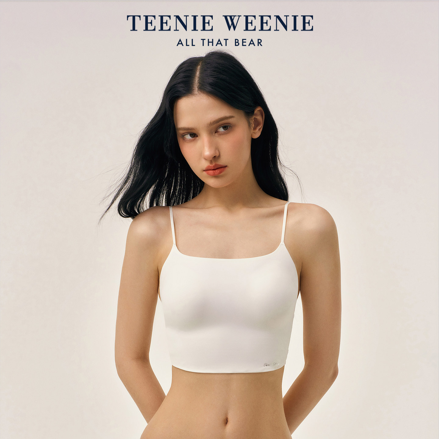 TeenieWeenie小熊吊带背心女2026新款夏季带胸垫无痕美背内搭上衣