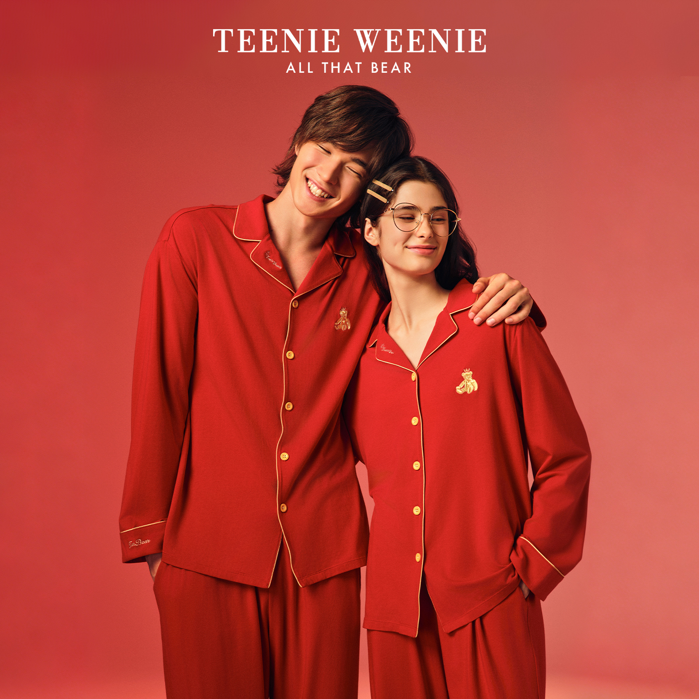 小熊本命年红色睡衣套装