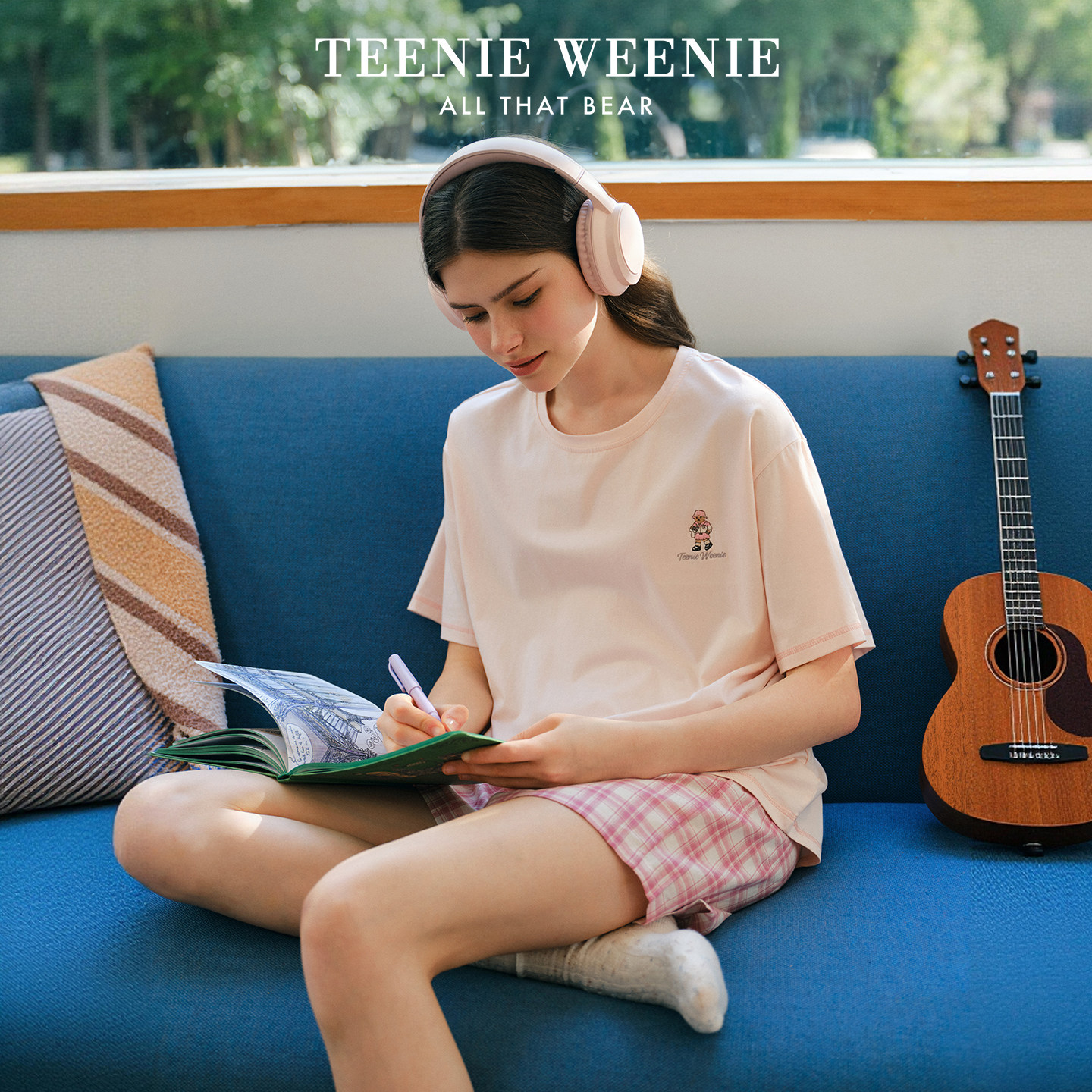TeenieWeenie小熊情侣睡衣女款纯棉甜美风夏季短袖家居服