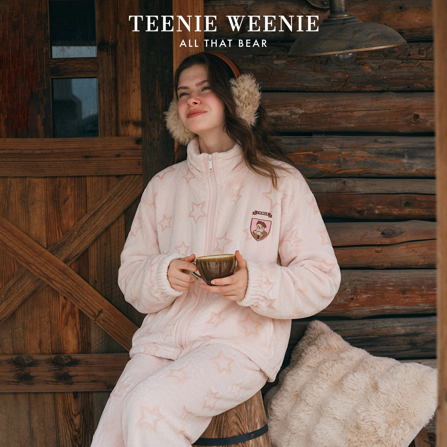 TeenieWeenie睡衣女士2026新款秋冬季剪花绒加绒加厚保暖家居服