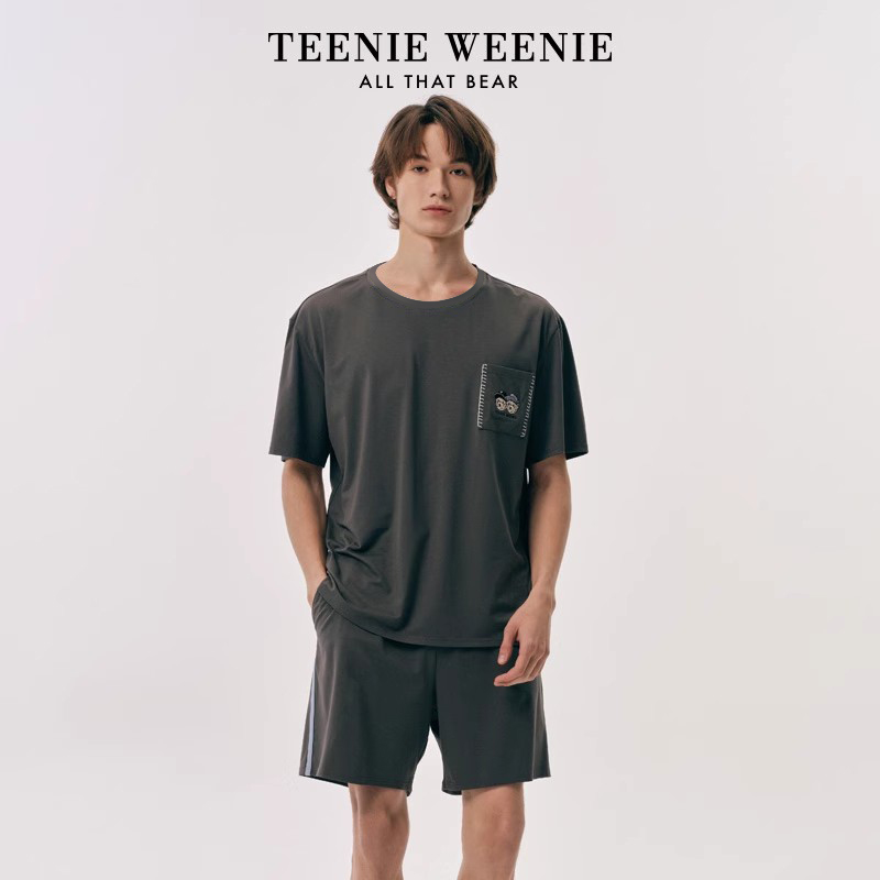 TeenieWeenie小熊男士睡衣2025新款夏季短袖短裤莫代尔家居服套装