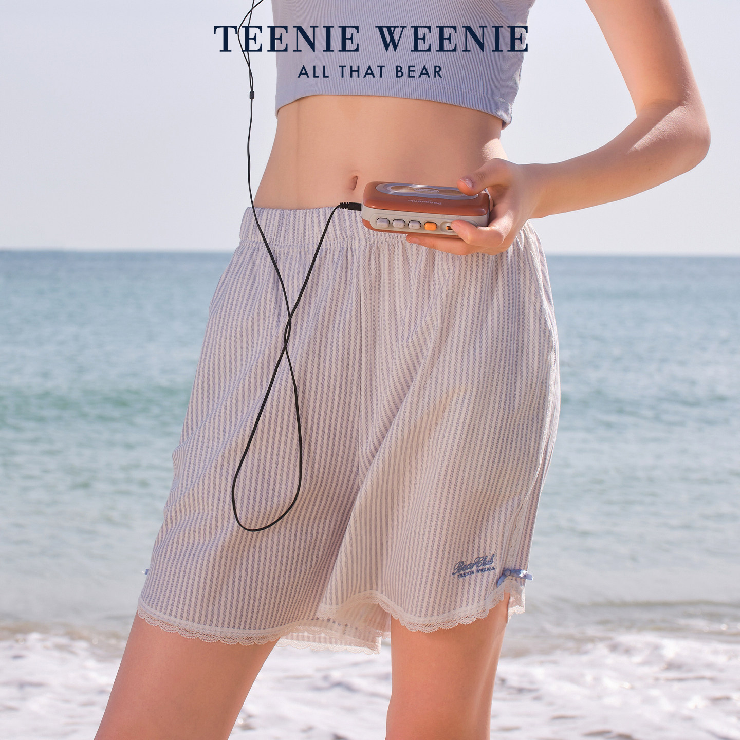 TeenieWeenie小熊纯棉条纹睡裤女士夏季新款休闲女生家居
