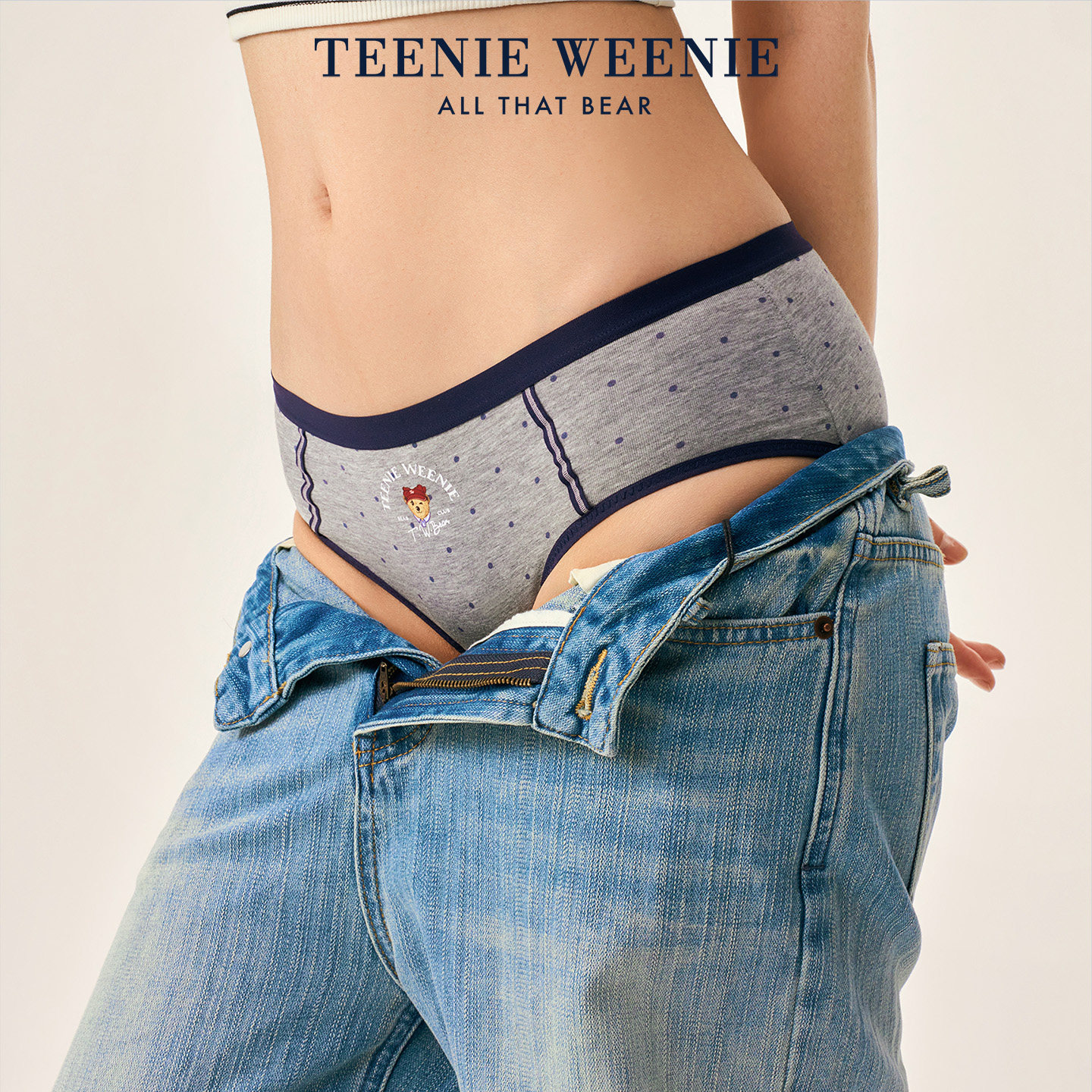 TeenieWeenie小熊女士内裤纯棉裆10A抗菌2026新款学院风三角短裤