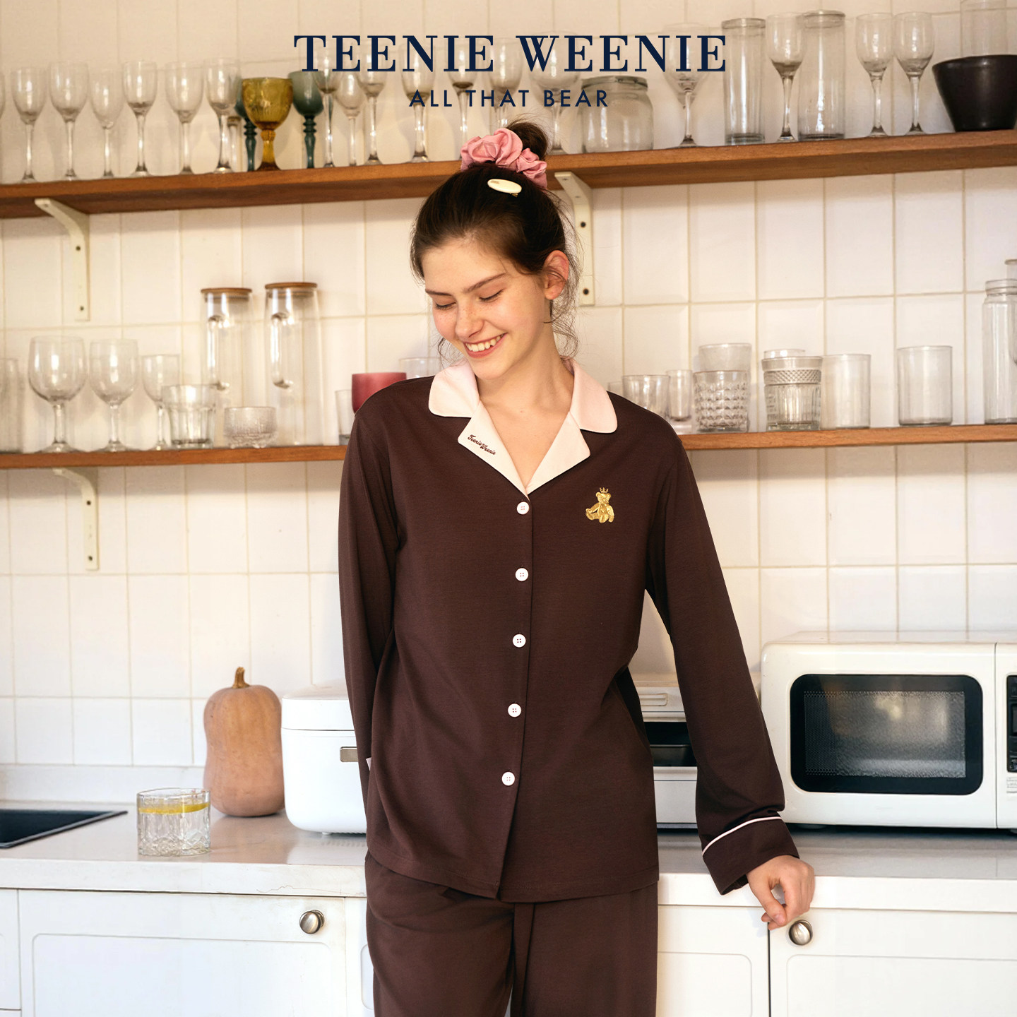 TeenieWeenie小熊睡衣女2026新款莫代尔棉情侣长袖男