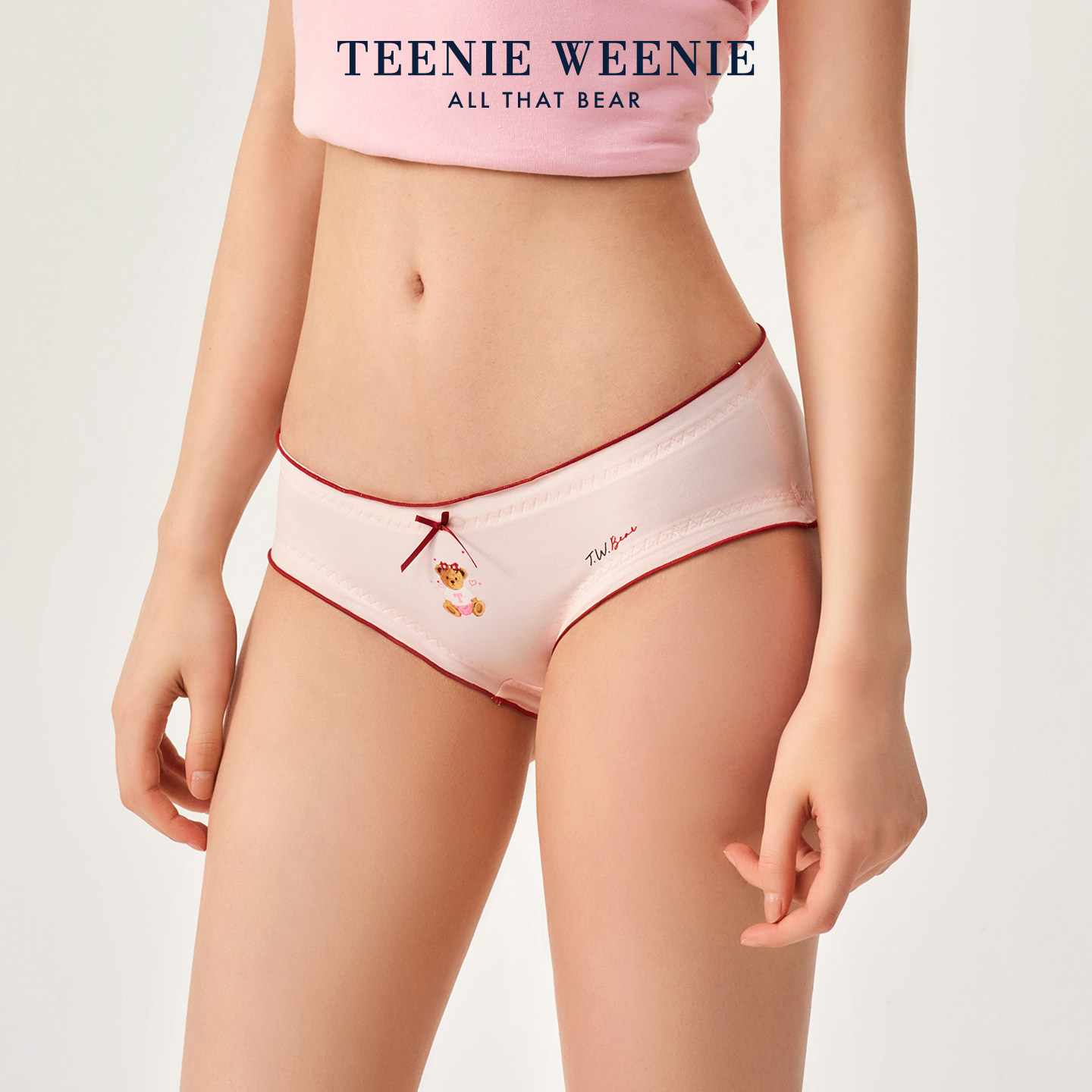 TeenieWeenie小熊女士内裤桑蚕丝抑菌裆可爱俏皮蝴蝶结三角短裤