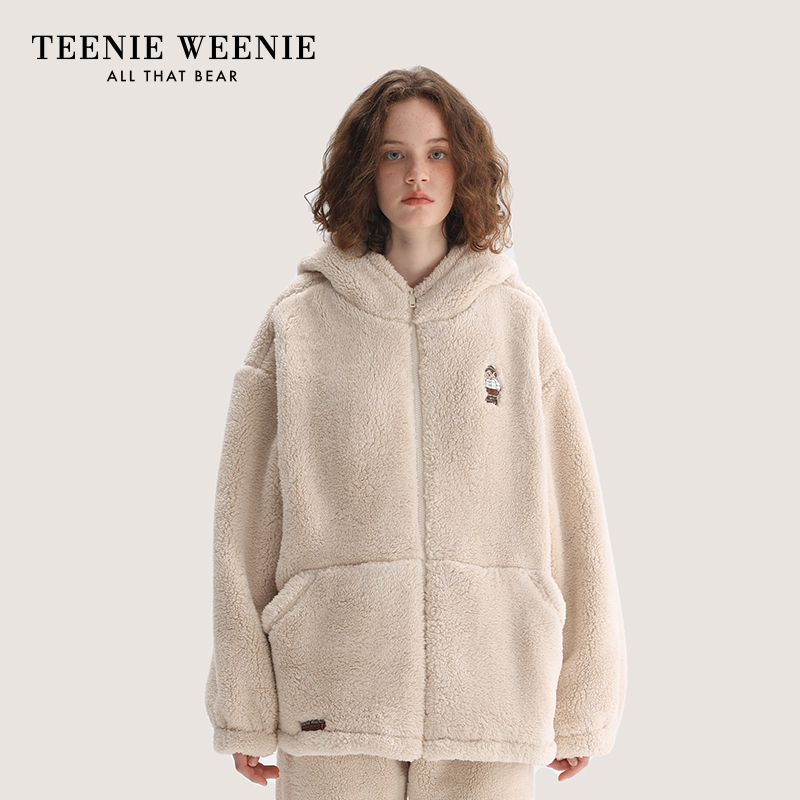 TeenieWeenie小熊女士北极绒睡衣秋冬季连帽加厚保暖家居服套装男