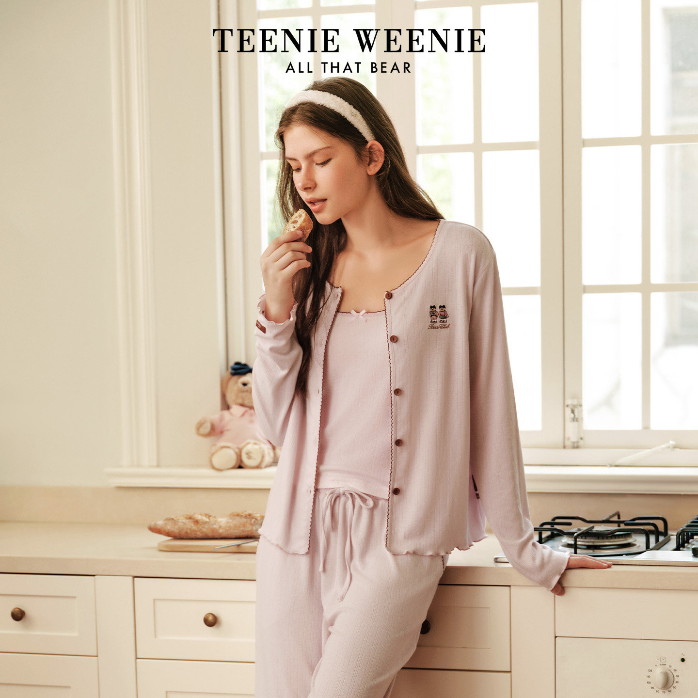 TeenieWeenie小熊睡衣女士吊带开衫三件套2025秋季新款家居服套装,女士内衣/男士内衣/家居服,睡衣/家居服套装,淘宝优惠券,粉丝福利购,淘宝优惠卷