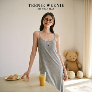 TeenieWeenie小熊吊带睡裙女2026春夏新款 亲肤透气高级感女士睡衣