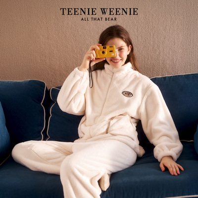 小熊睡衣女款加绒加厚保暖家居服