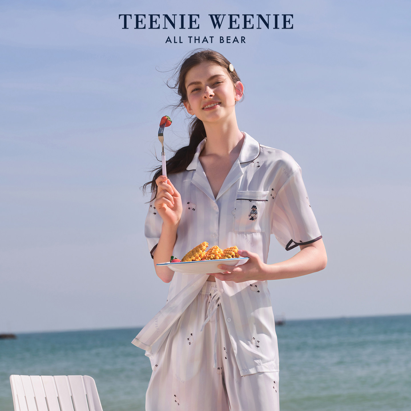 TeenieWeenie小熊女款睡衣夏季凉感水光绸2026新款冰