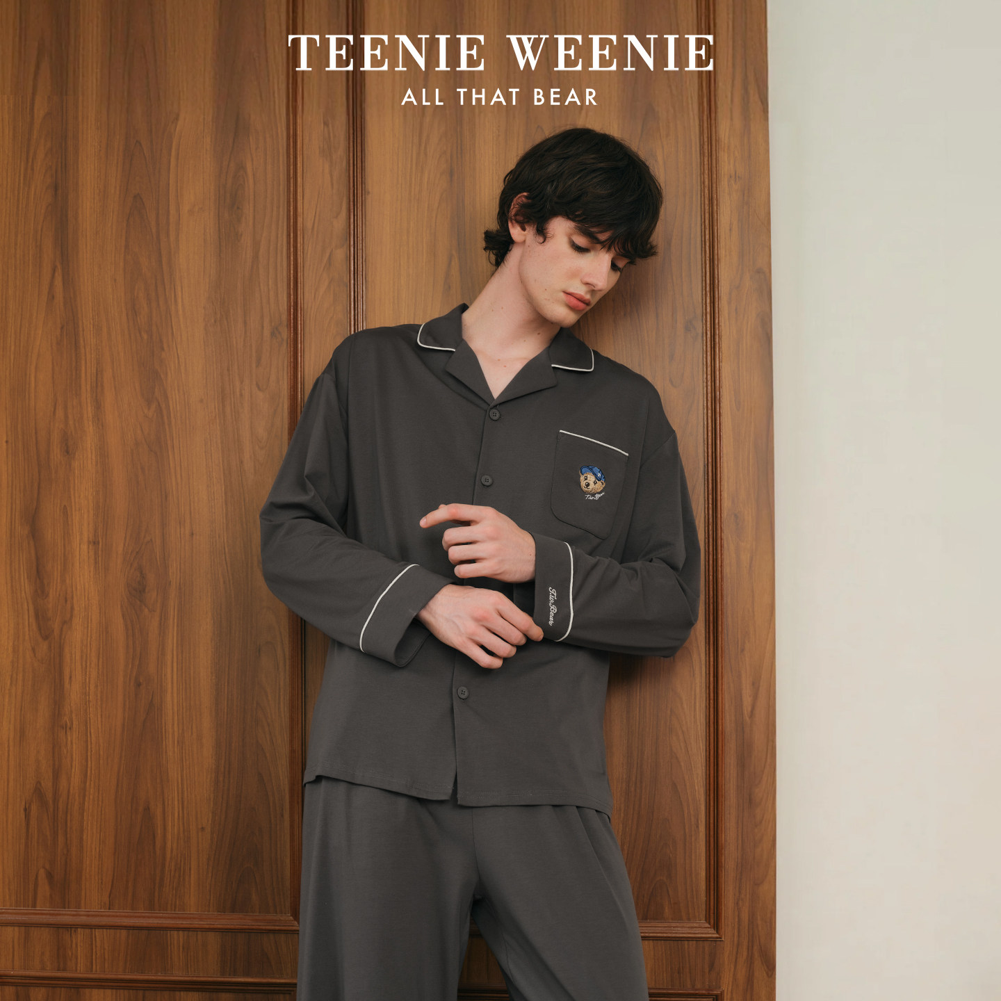 TeenieWeenie小熊男款睡衣女春秋季2026新款纯棉情侣女家居服套装