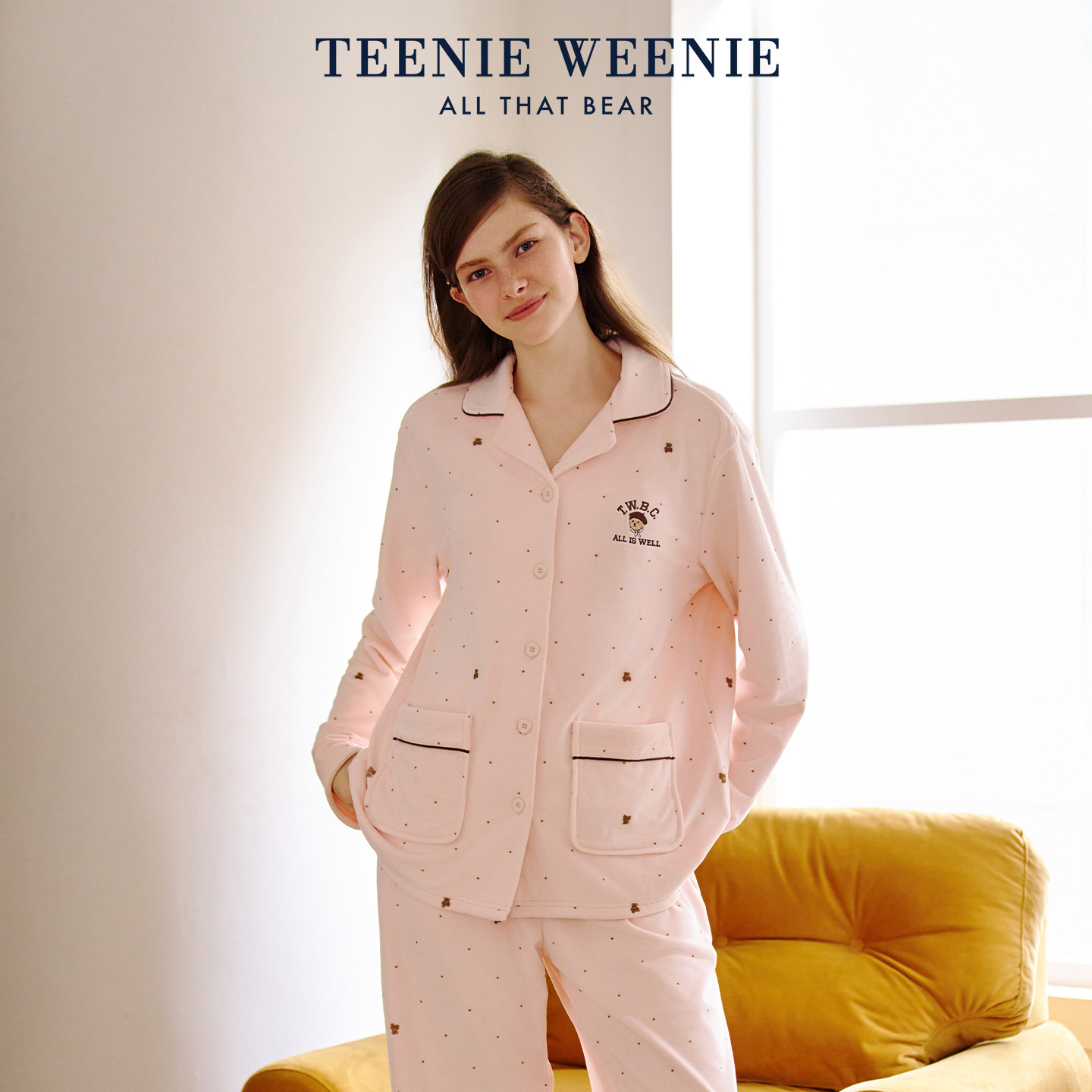 TeenieWeenie小熊睡衣女2026新款秋冬软糯舒适海岛绒家居服套装女
