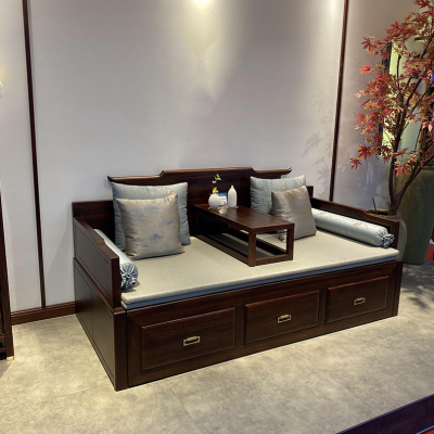 热销新中式实木罗汉床沙发白蜡木床榻储物箱体罗汉塌简约明式家具