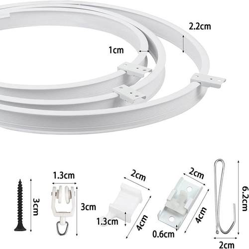 跨境零售 3.5米弯轨弯钩套装 飘窗U型 可弯曲轨道 滑轮安装配件