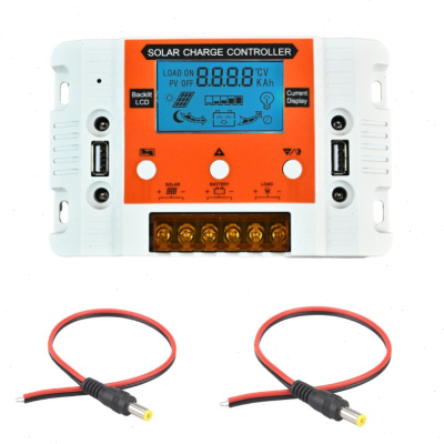 热销白+橙夜光显示12V24V30A太阳能控制器带电流显示太阳能充电控