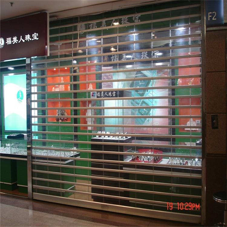 电动遥控铝合金框条水晶透明卷帘门厂家直销