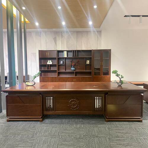新中式老板桌办公桌组合 简约现代大班台高端轻奢总裁办公室家具