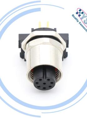 12-08PFFR-SF7001 M12 弯针连接器 8芯A扣母插座 焊在PCB电路板上