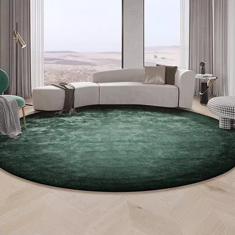 圆形地毯简约高级轻奢灰墨绿色客厅卧室吊篮衣帽间书桌梳妆台地垫