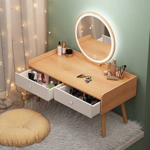 小型简易梳妆台飘窗专用卧室坐地迷你化妆桌子简约现代网红化妆台