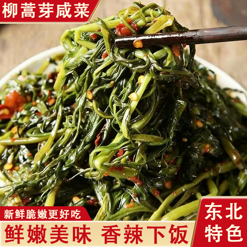 辣拌柳蒿芽咸菜东北特色农家腌制泡菜朝鲜族拌柳蒿芽山菜下饭小菜