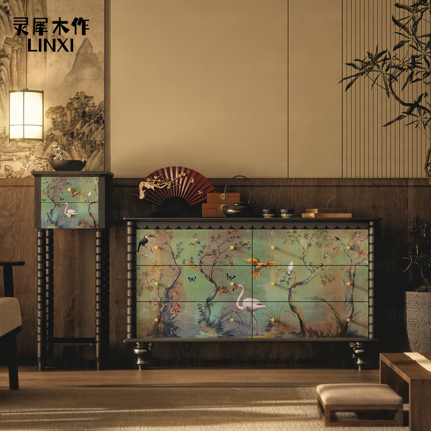 新中式整装全实木六斗柜可定制