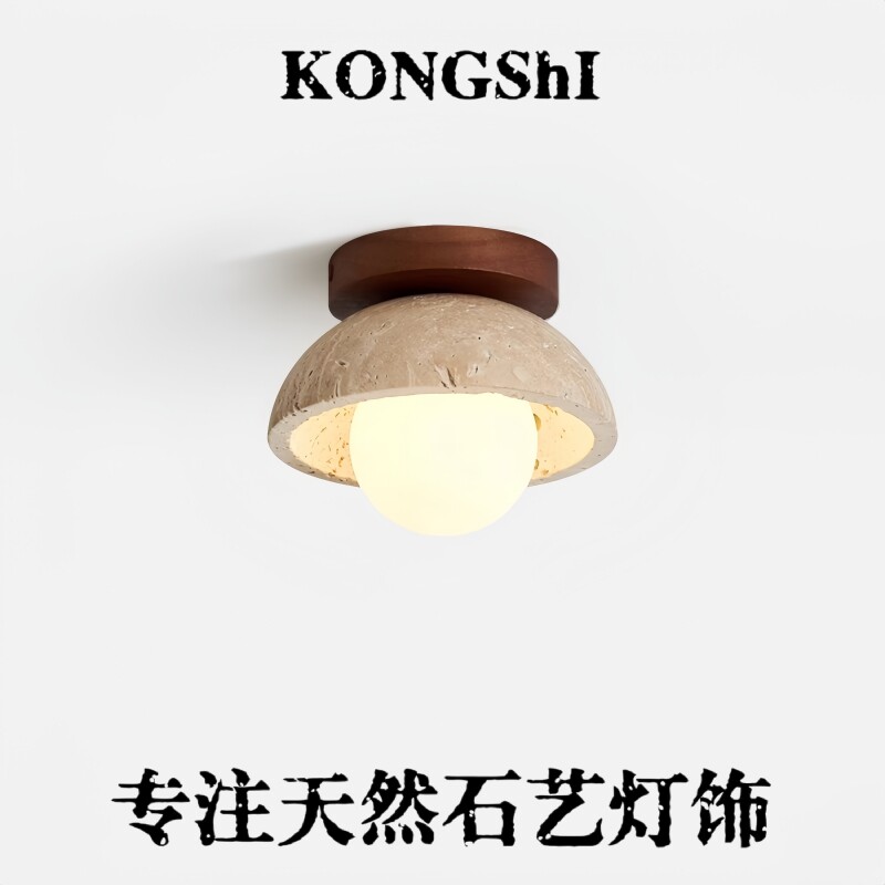 黄洞石吸顶灯日式侘寂风设计师复古创意入户走廊过道玄关阳台小灯