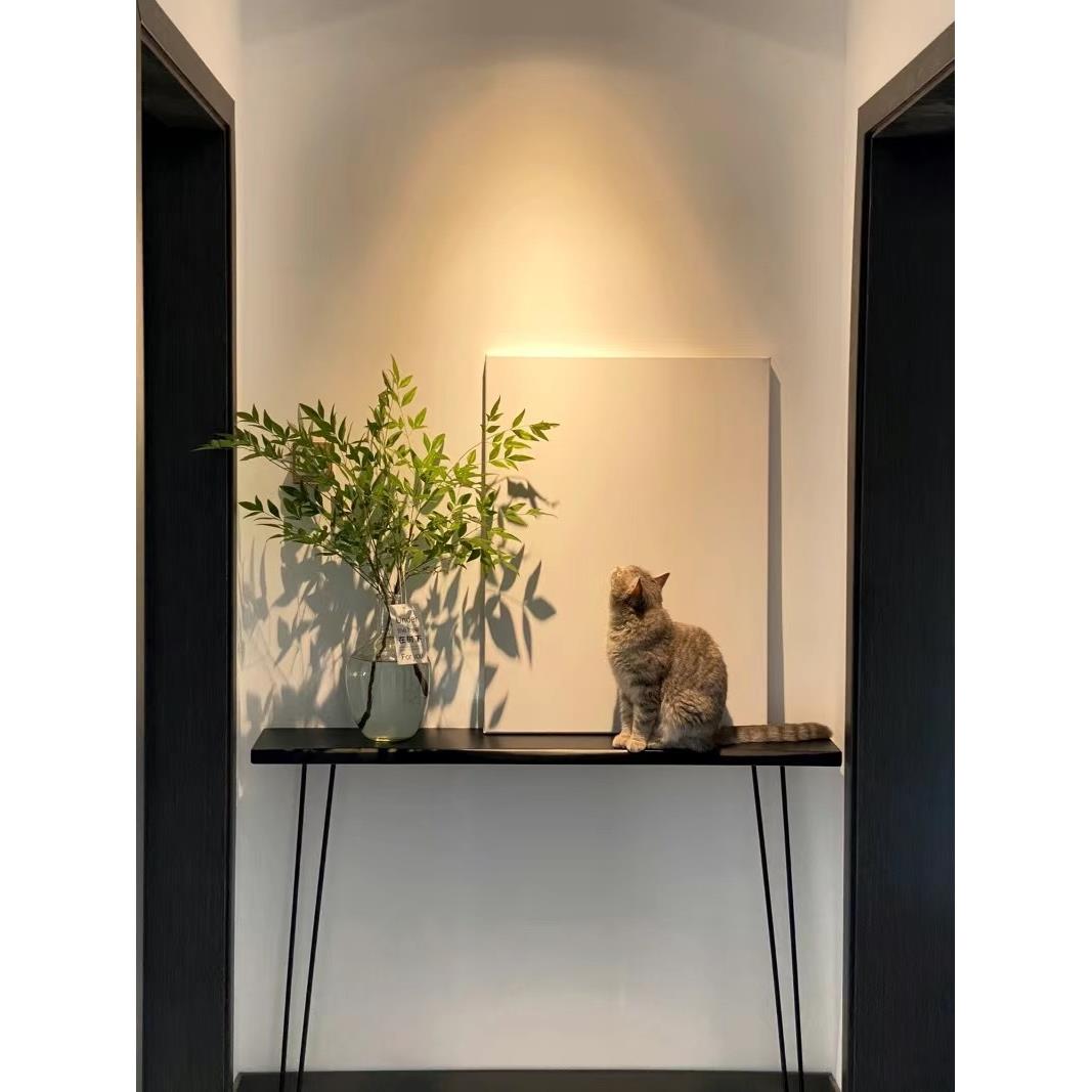 北欧实木进门极窄玄关台玄关桌靠墙条几案几铁艺入户超窄走廊桌子