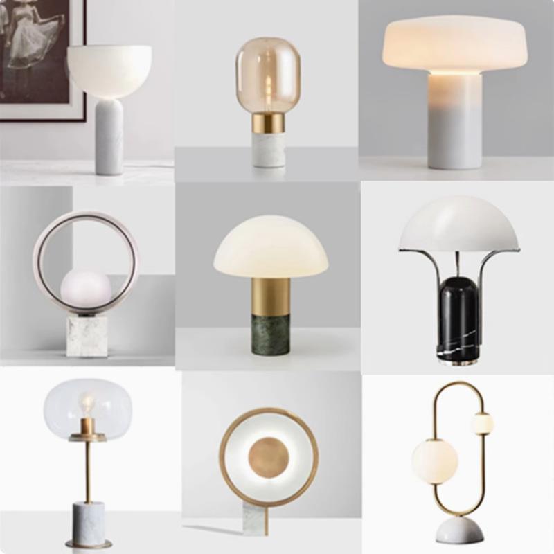 北欧简约后现代玻璃大理石台灯轻奢床头酒店客厅卧室样板间台灯