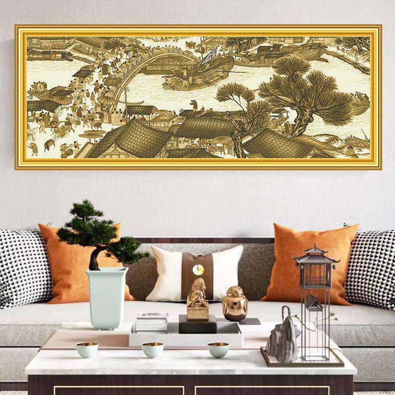 宋版清明上河图十字绣3米大格2024新款线绣客厅大幅古典满绣名画
