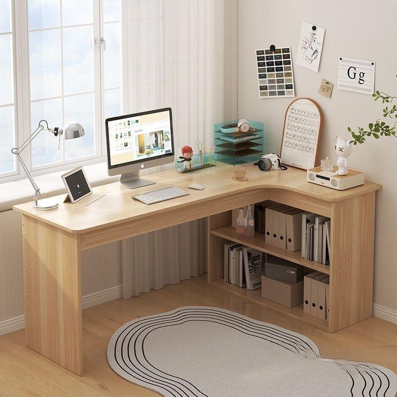 厂家直销电脑桌子书桌书架一体转角电脑桌学生家用L型拐角学习桌