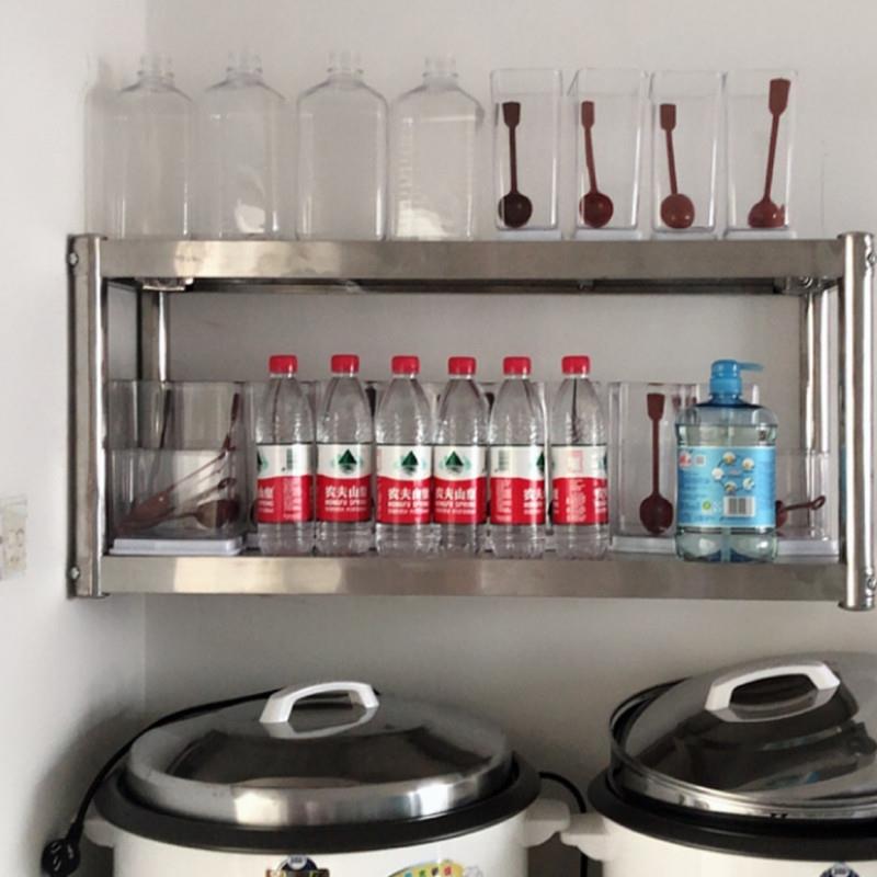 厨房置物架壁挂式不锈钢饭店货架调料收纳吊柜挂架墙上展示层架子