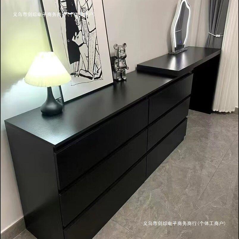 意式黑色实木五斗柜卧室储物抽屉墙床尾置物柜简约现代八斗柜储物