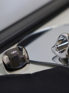 欧美法式方形复古金色食指戒指