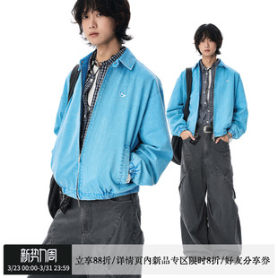 炒盐做旧刺绣哈林顿夹克外套 散养文化「斑驳蓝」 王博文同款