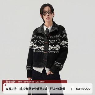 sameuoo散养文化「小狗日记」羊毛混纺提花针织衫 费尔岛跨年毛衣
