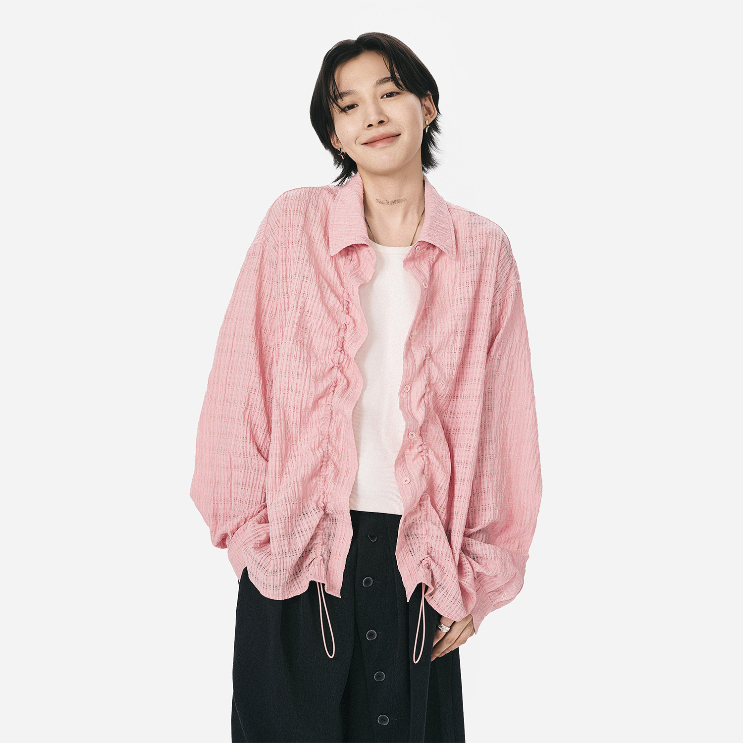 sameuoo散养文化「星纱」开衫衬衣女秋冬中性风叠穿抽绳长袖衬衫,女装/女士精品,衬衫,淘宝优惠券,粉丝福利购,淘宝优惠卷