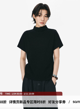 sameuoo散养文化「烟灰」中性风正肩短袖t恤女夏季修身显瘦上衣男